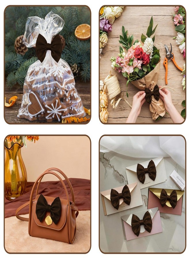 TULOBI Brown Satin Ribbon Bows for Gift Wrapping, 16 Pcs 3.5 Inch Premade Twist Tie Bows for Treat Bags, Cake Pops, Crafts, Baby Shower Wedding Birthday Favors - Image 5